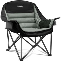 Youtanic Oversized Camping Chair front view shows roomy seat for all-day comfort.