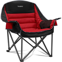 Youtanic oversized camping chair in open view offers roomy seating for all-day comfort.