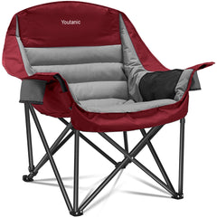 Youtanic oversized camping chair with side pocket and cup holder for organized outdoor seating