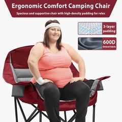 Youtanic oversized camping chair steel frame detail shows durable construction
