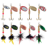 YPWUE Rooster Tail Inline Spinner Lures – 10-piece kit for trout and bass