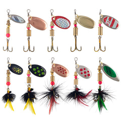 YPWUE Rooster Tail Inline Spinner Lures – 10-piece kit for trout and bass