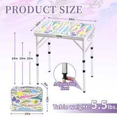 Yriuat folding camping table aluminum top provides sturdy surface for meals.