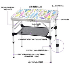 Yriuat folding camping table folded compact for easy storage with carry handle.