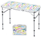 Yriuat folding camping table open setup with sturdy aluminum frame for outdoor meals.