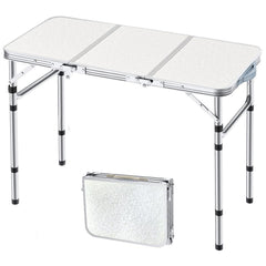 Yriuat folding table top aluminum provides sturdy surface for outdoor meals.