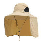 YR.Lover Sun Blocker Hat front view with large brim and neck flap for sun protection