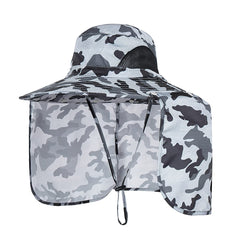 YR.Lover Sun Blocker Hat with neck flap, front view, offering full sun protection.
