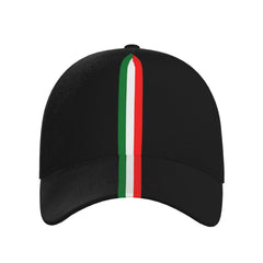 YSBYEIU Italian Flag Baseball Cap side view, adjustable fit for comfortable outdoor use.