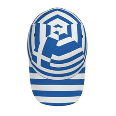 YSBYEIU Greece flag cap fabric close-up; soft polyester, durable and comfortable