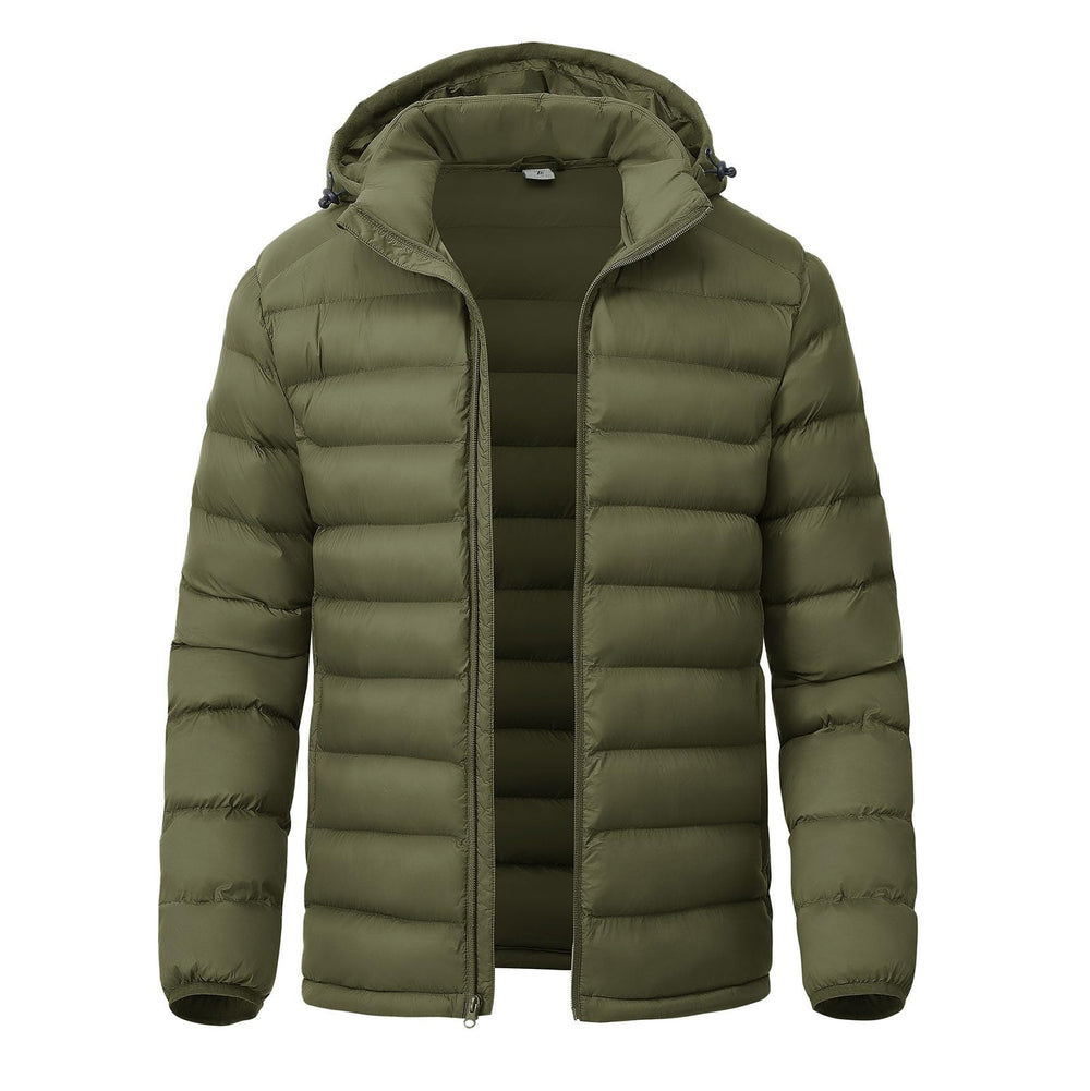 YSENTO men's down alternative jacket army green front view shows lightweight warmth