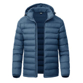 YSENTO men's down alternative jacket with detachable hood in dark blue for versatile warmth.