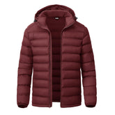 YSENTO men's down alternative jacket front view in wine red offering versatile warmth for daily wear