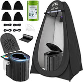 YSR VEF foldable toilet kit showing compact portable setup for camping