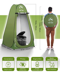 YSR VEF pop-up privacy tent setup at campsite for private space.