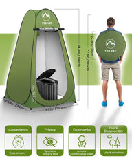 YSR VEF pop-up privacy tent setup for private outdoor use.
