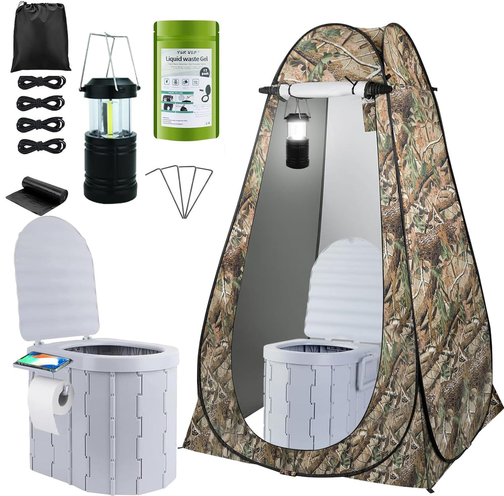 YSR VEF portable camping toilet kit pop-up tent provides quick outdoor privacy for camping