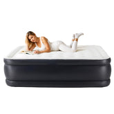 YSSOA Queen air mattress with built-in pump for quick setup during camping or hosting guests.