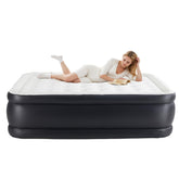 YSSOA queen camping air mattress with built-in pump for quick inflation.