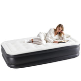 YSSOA twin travel air mattress with built-in pump inflates quickly for guests