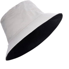 Side view of YTNKIV oversized bucket hat showing reversible colors