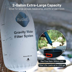 Yuclet water filter straw in use for direct-from-source drinking.