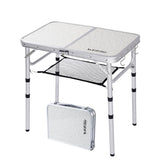 YUFIFAIRY small folding table with mesh layer for portable outdoor dining and storage.