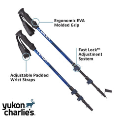 Yukon Charlie's poles extended from 65 cm to 135 cm for versatile setups.