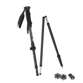 Yukon Charlie's Carbon Lite Flip Out poles folded compactly for easy backpack carry.