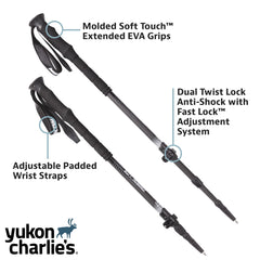Yukon Charlie's Soft Touch EVA grips provide comfortable control during long hikes