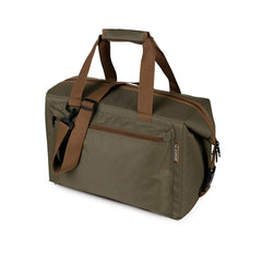 Yukon Outfitters 24-can cooler bag showing welded leakproof liner for spill-free transport.