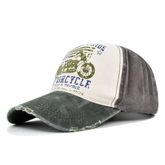 YULOONG vintage cap front view with denim fabric and sun protection for outdoor days.