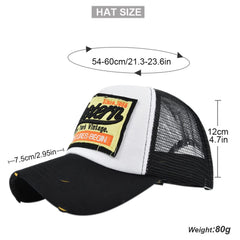 YULOONG Vintage Half Mesh Cap side view showing adjustable fit