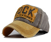 YULOONG vintage denim cap embroidery detail for retro style and sun protection.