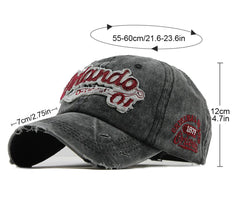 YULOONG washed denim cap side view, timeless streetwear for men and women.