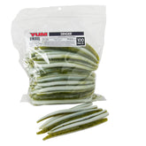 YUM Dinger bulk 100-pack Watermelon/Pearl Laminate offers versatile rigging for bass anglers.