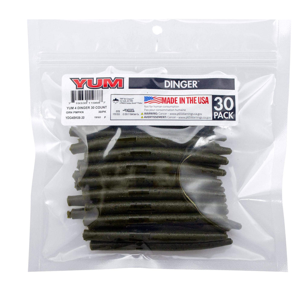 Yum Lures Dinger green pumpkin for versatile bass rigs and reliable hookups