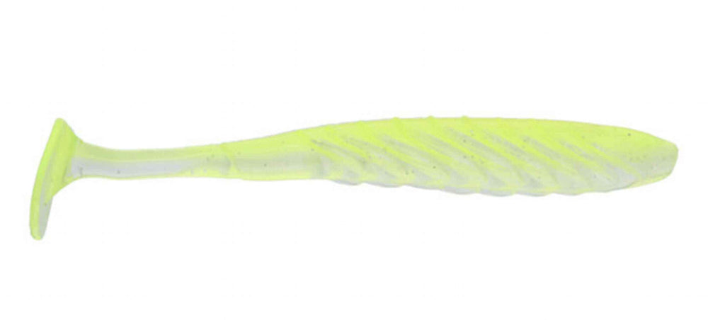 YUM LURES Pulse Bait Chartreuse Clear Shad lure with rolling flash to attract fish