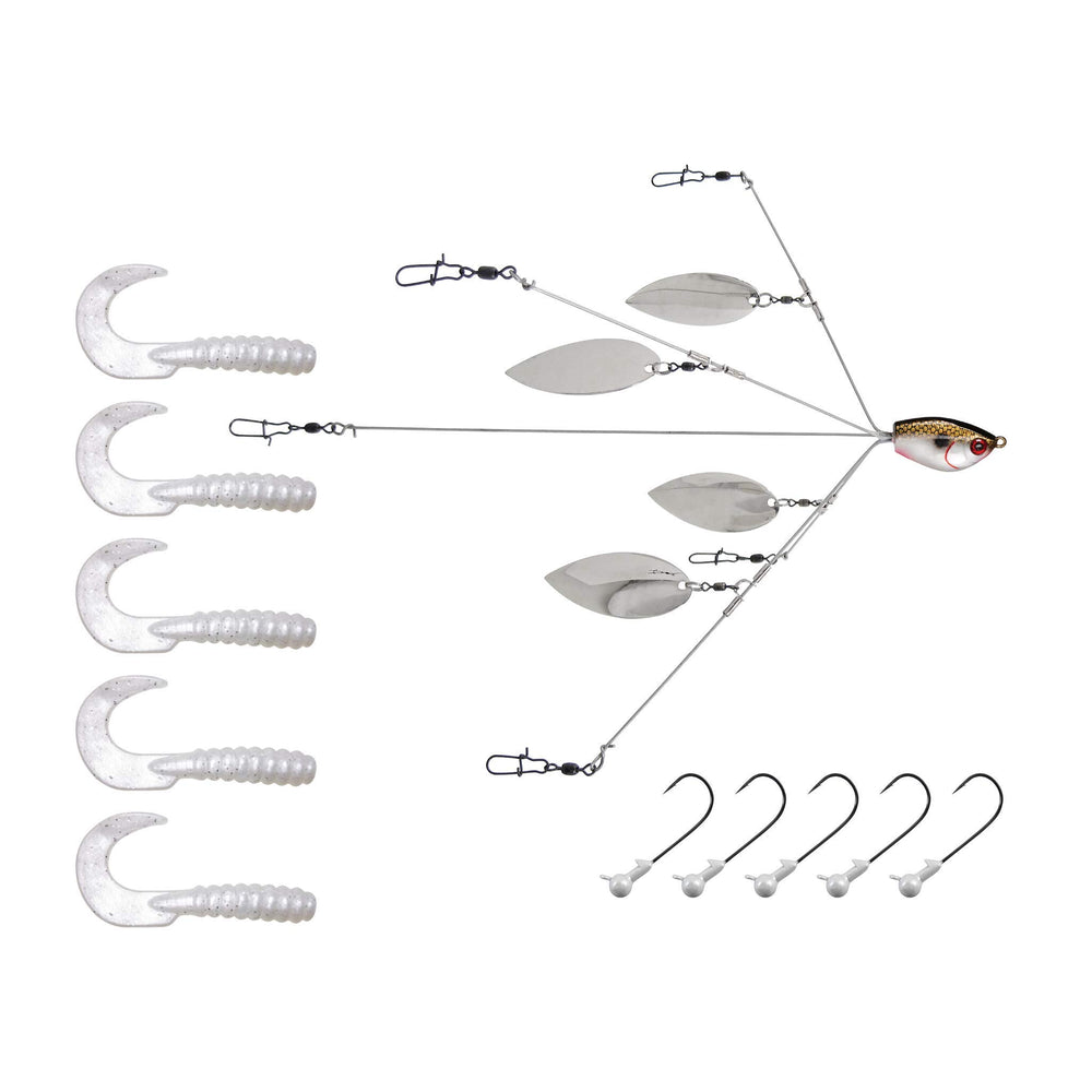 Yum Lures Yumbrella Ultralight 5-wire White front view, baitfish illusion for bass