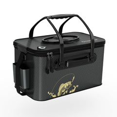 Yuzhiyuan foldable fishing bucket folded for compact storage during travel