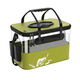 Yuzhiyuan folding fishing bucket in green folded for compact storage and transport