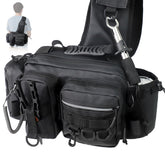 Front view of Yuzhiyuan Multi-Carry Fishing Fanny Pack showcasing 4-way carry system