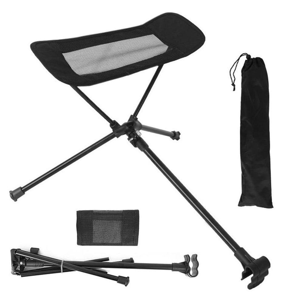 YWHWLX outdoor folding chair ottoman in black for camping comfort and transport.