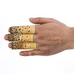 YXQ finger guards on hand during retrieve enhance grip and reduce friction.