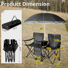 YYANDC removable blue umbrella attached for adjustable sun protection.