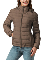 YZG women's down jacket front view shows slim silhouette and warmth