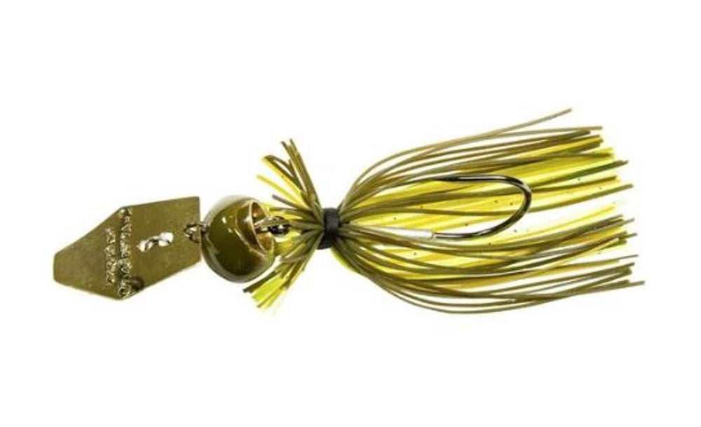 Z-Man CBCFL34-05 Chatterbait Freedom CFL Green Pumpkin enhances vibration and snag resistance in rocky water.