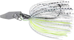 Z-Man Chatter Bait Jack Hammer shows fast vibration and easy cover deflection.