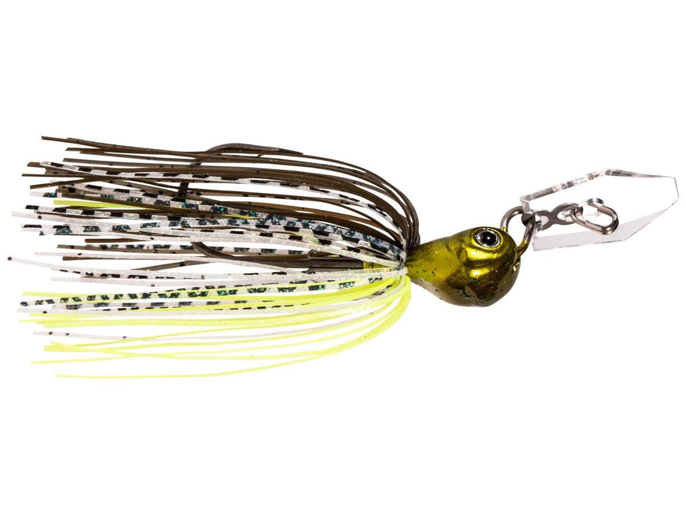 Z-Man ChatterBait JackHammer StealthBlade 0.5oz White Delight in action shows stealth blade dynamics.