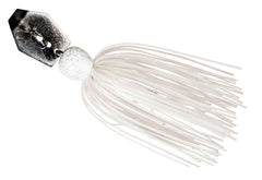 Z-Man ChatterBait MiniMax Pearl Ghost 1/4 oz shows secure skirts and keeper barbs for trailers